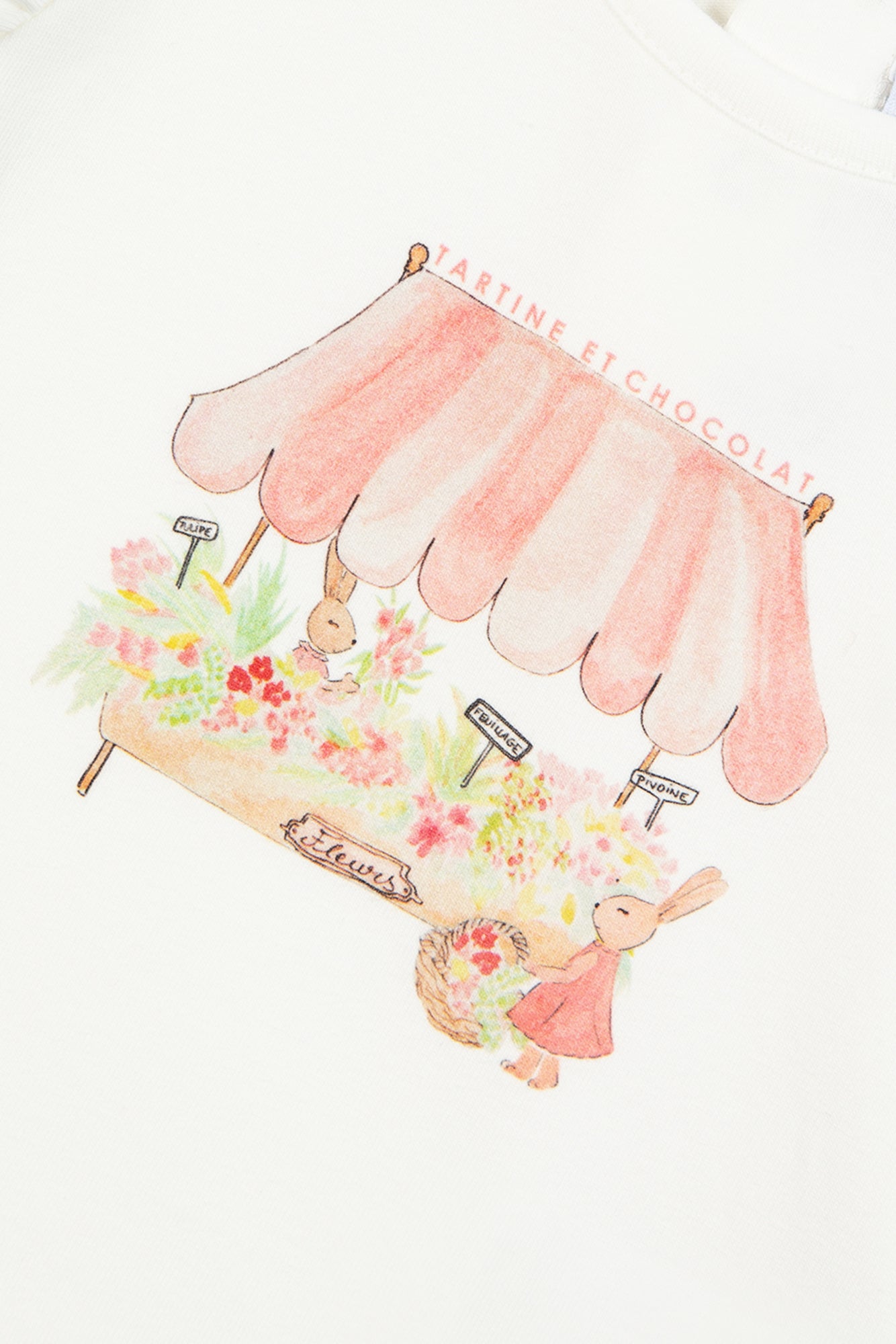 T-Shirt - Weiss Illustration Blumenmarkt