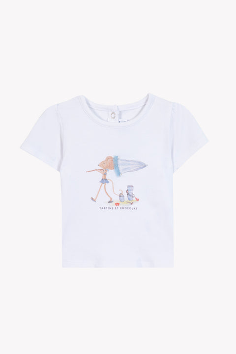 Camiseta - Blanco algodon Ilustración playa - Image principale