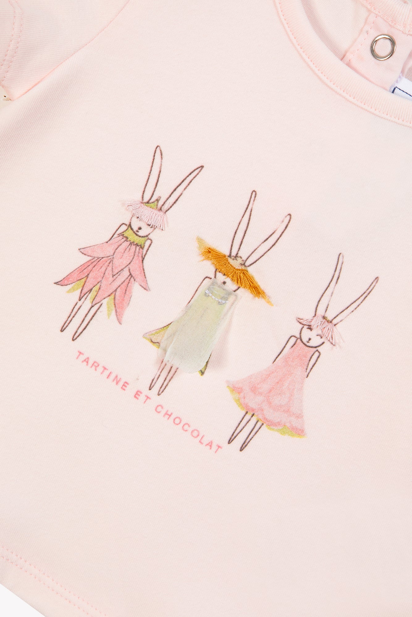 T-shirt - Rose pâle coton illustration lapin