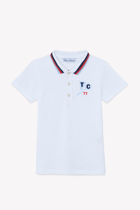Poloshirt - Weiss Badminton-Baumwolle - Image principale