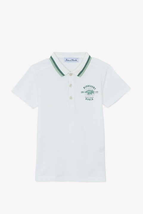 Polo - Ecru coton imprimé explorateur - Image principale