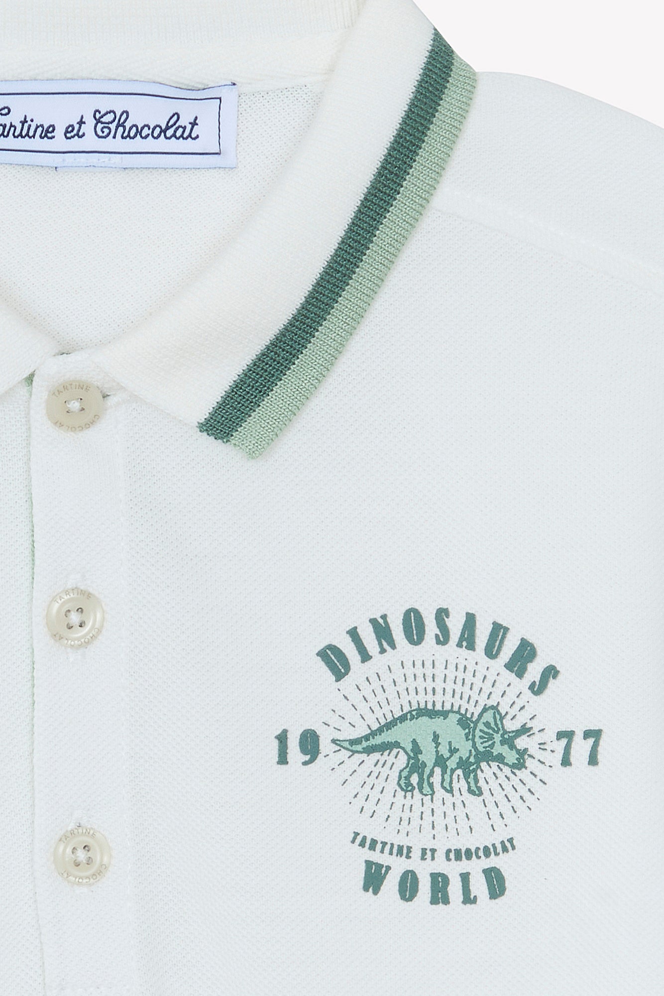 Polo - Ecru coton imprimé explorateur