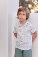 Poloshirt - Ecru DruckDinosaurier