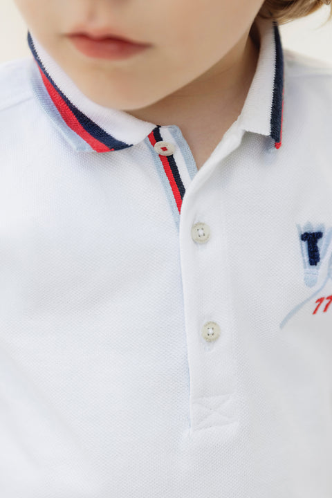 Polo shirt - White cotton sports club - Image principale