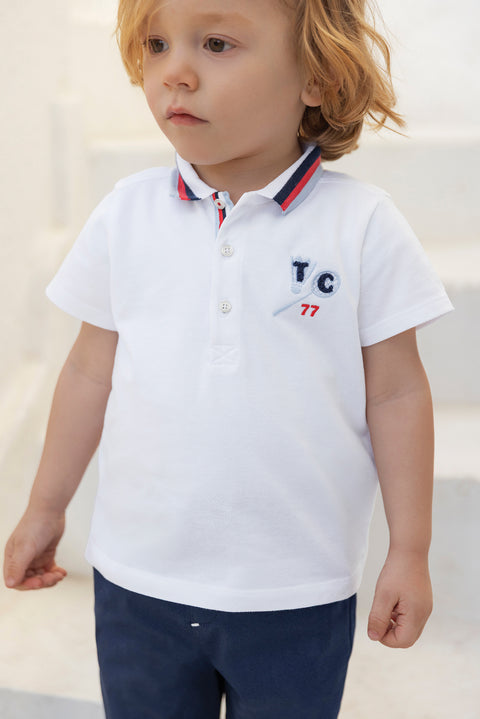 Polo shirt - White cotton sports club - Image principale