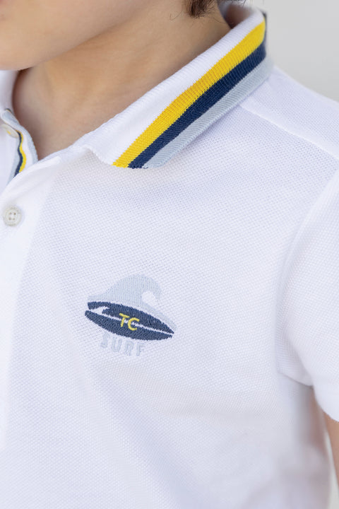 Poloshirt - Weiss Baumwolle am Meer - Image principale