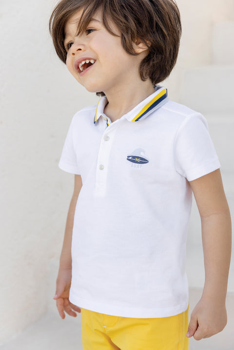 Poloshirt - Weiss Baumwolle am Meer - Image principale