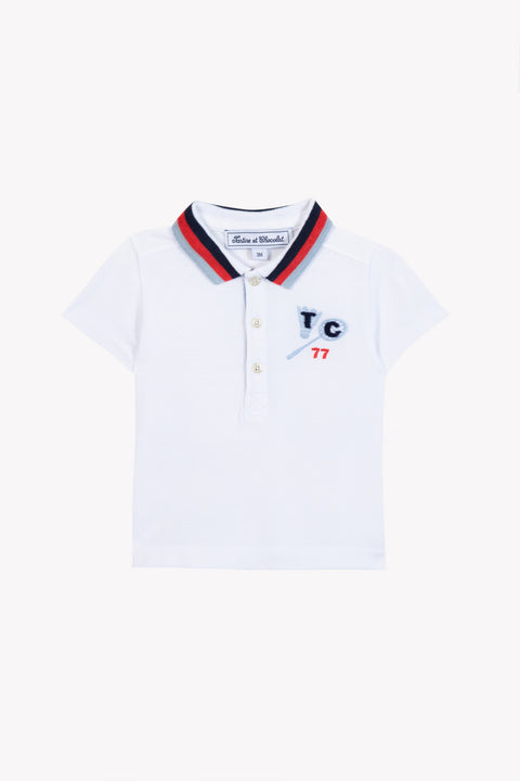 Polo shirt - White cotton sports club - Image principale