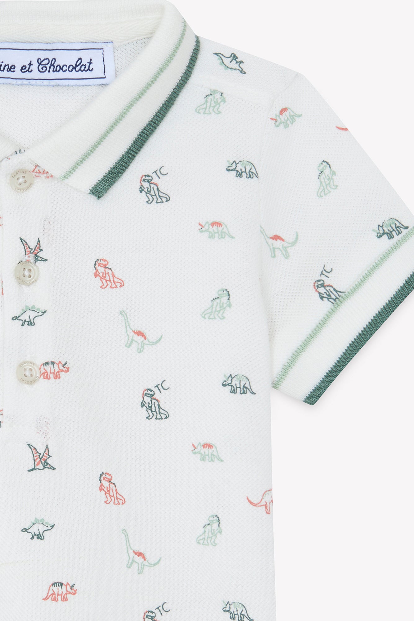 Polo shirt - Ecru dinosaur cotton