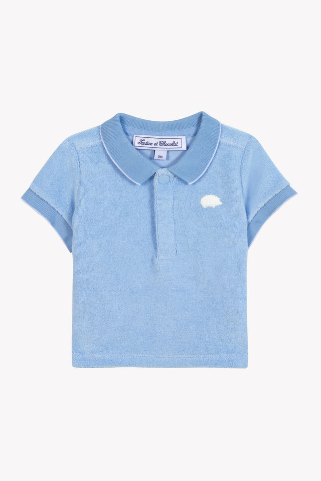 Polo shirt - Blue cloud cotton terry - Image principale
