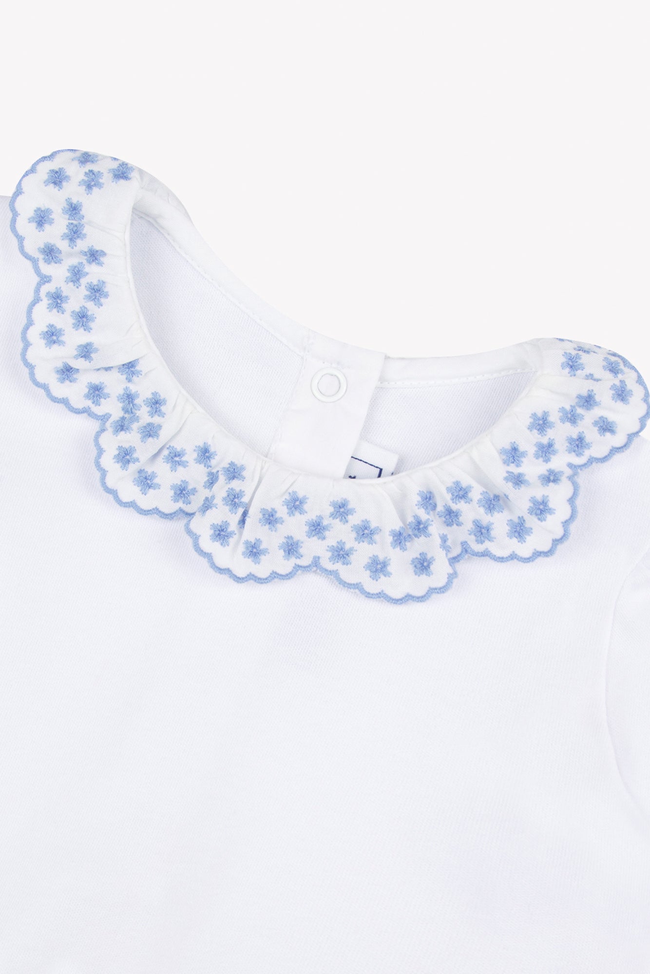 Body - White cotton Collar Embroidered