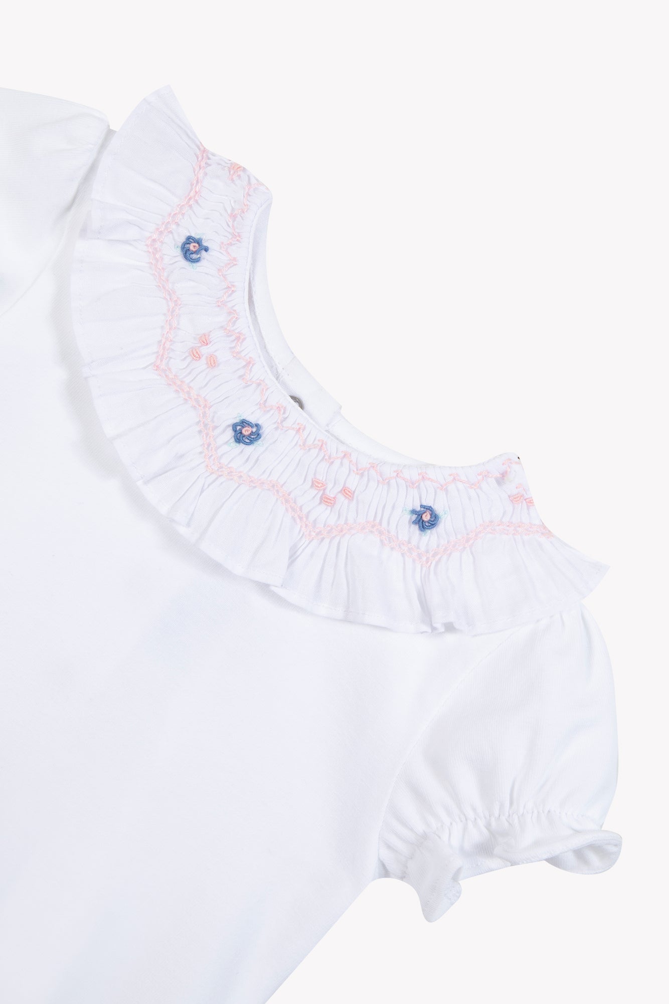 Body - Weiss Kragen floral gesmokt