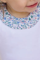 Body - Bianco Colletto Blu stampa su tessuto Liberty