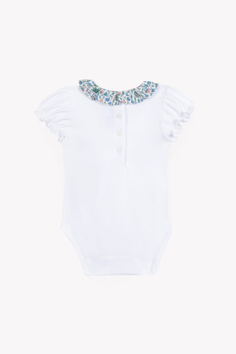 Body - Weiss Kragen Blau Stoffdruck Liberty - Image principale
