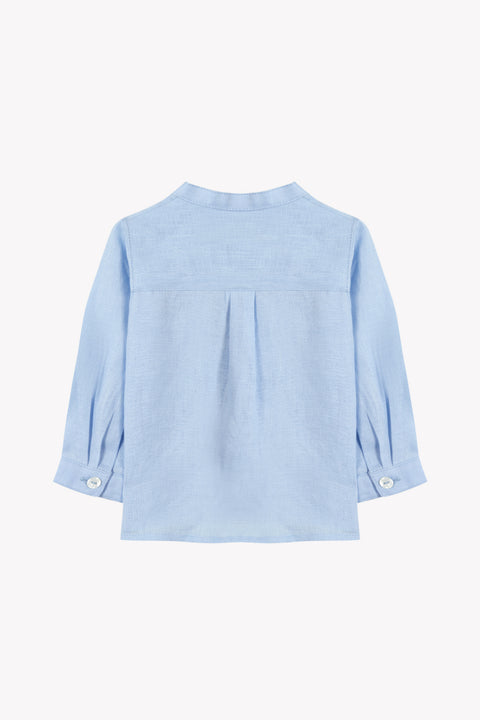 Shirt - Blue cloud Linen Mao collar - Image principale