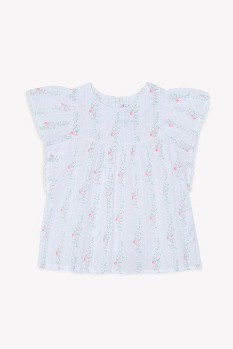 Tunique - Blanc coton motif fleurs - Image principale