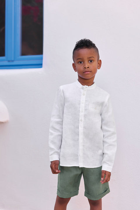 Shirt - White Linen Mao collar - Image principale