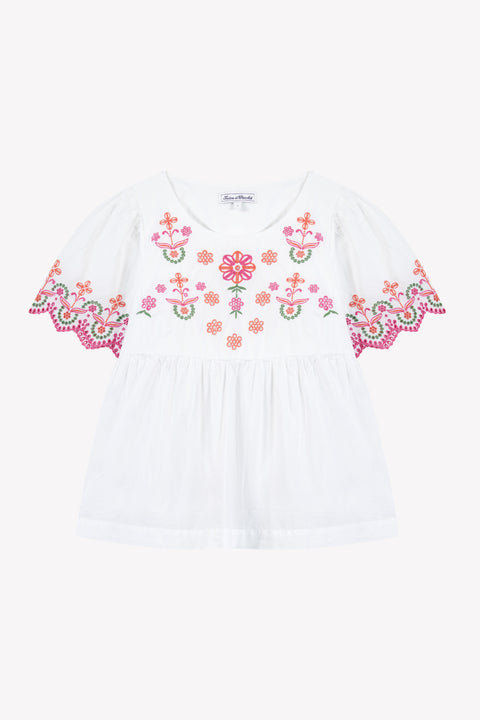 Blouse Femme - Blanc coton brodé - Image principale