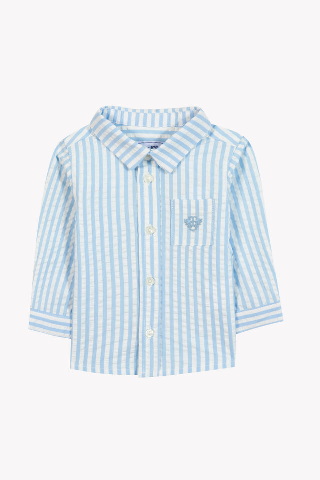Chemise - Bleu nuage coton rayures - Image principale