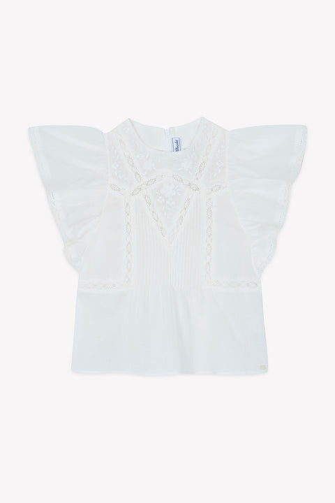 Blouse - Blanc coton dentelle - Image principale