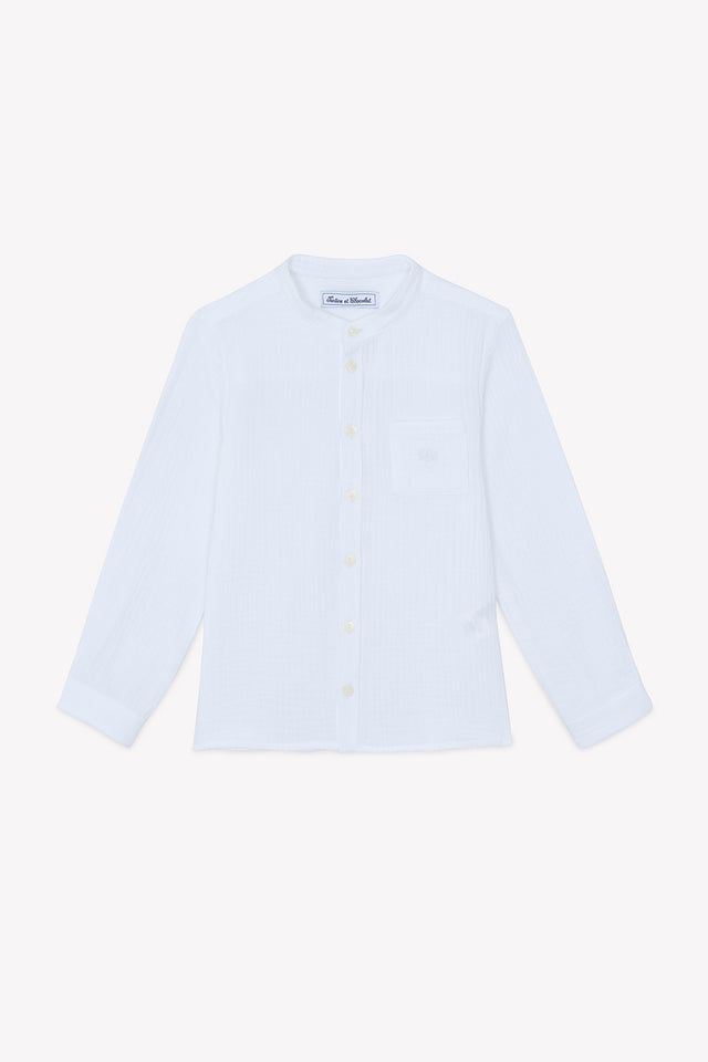 Chemise - Blanc coton col mao - Image principale