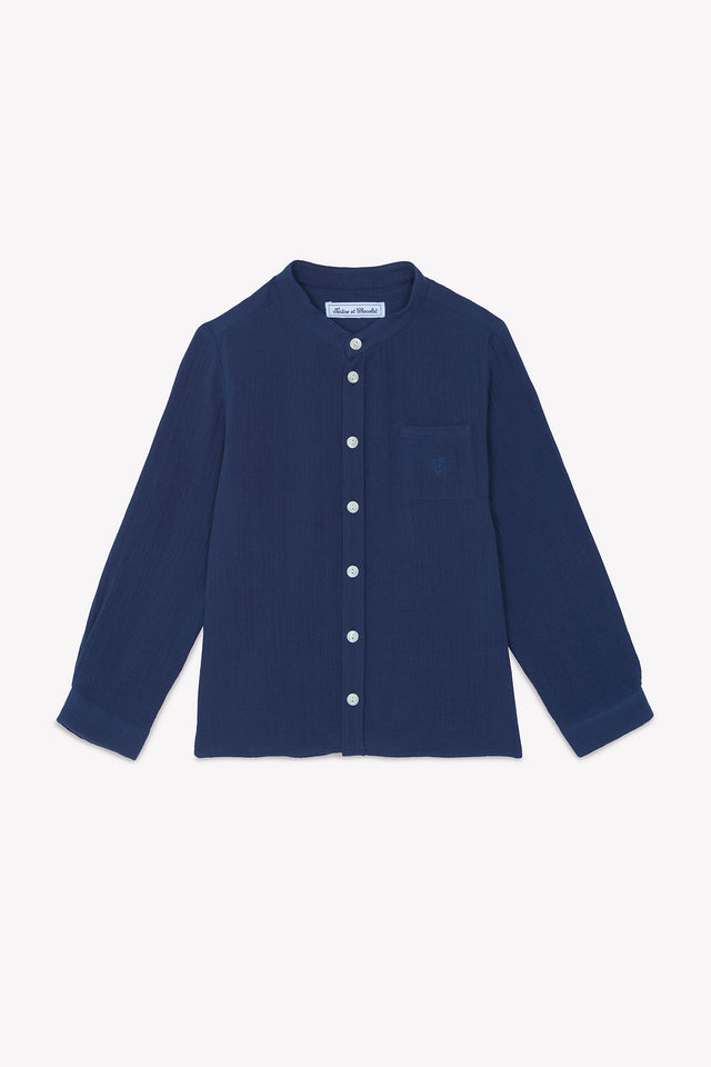 Chemise - Marine coton col mao - Image principale