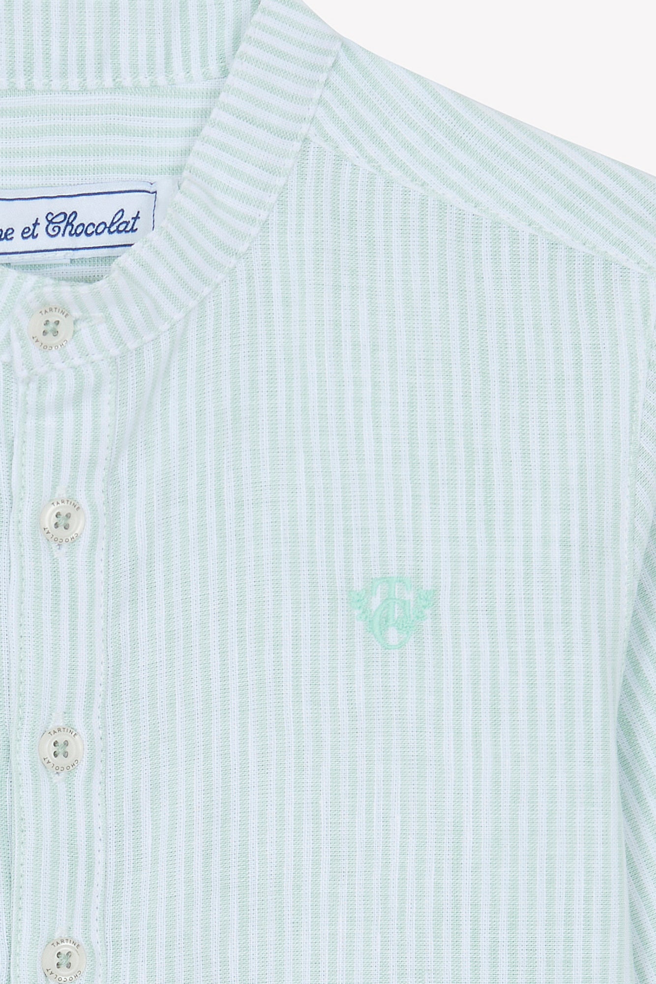 Chemise - Sauge lin col mao