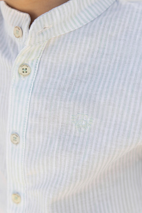 Camicia - Salvia di lino Righe - Image principale