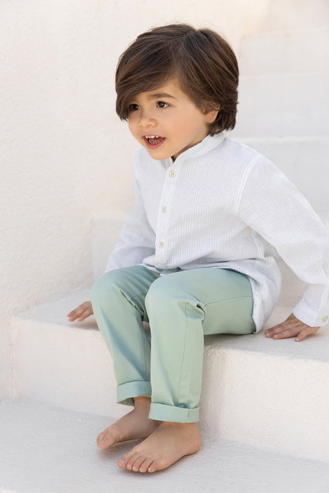 Camicia - Salvia di lino Righe - Image principale
