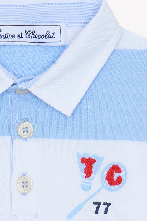 Polo - Bleu coton rayures Bleu nuage - Image principale