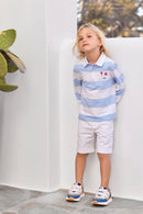 Polo- Blau Wolkenbaumwolle Spitzkragen