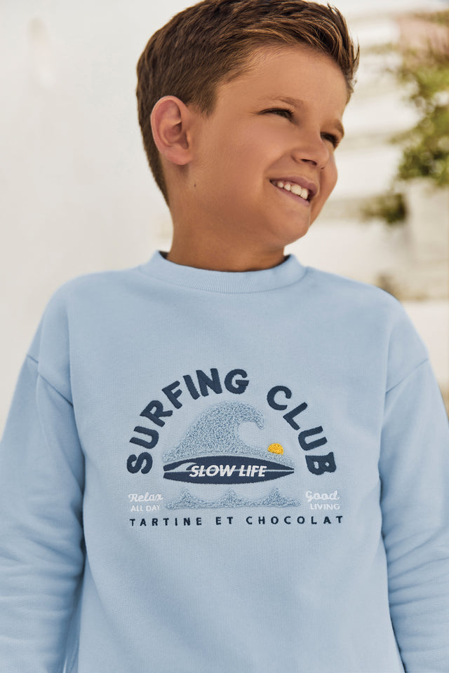 Sweat - Bleu nuage coton surfing club - Image principale