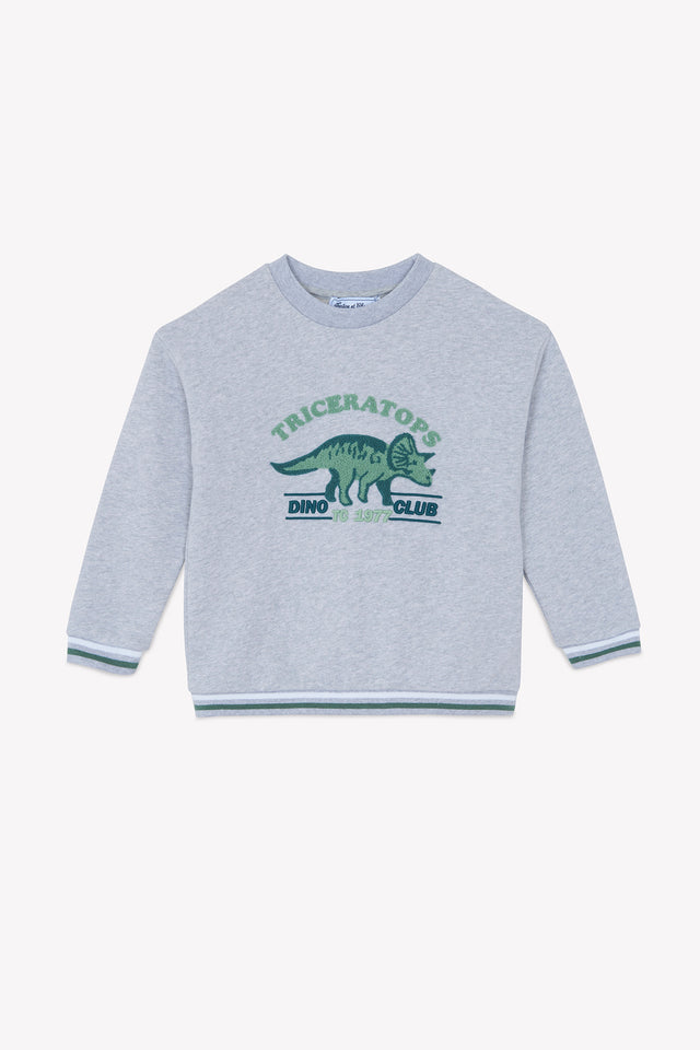 Sweat - Gris chiné coton dinosaure - Image principale