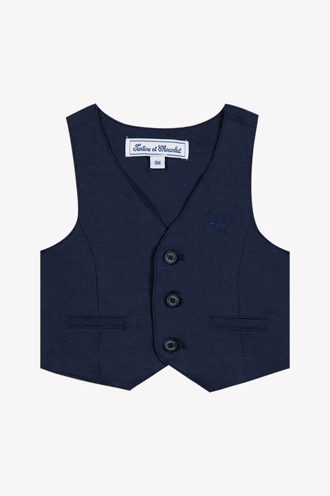 Chaqueta - Azul marino Lino Ceremonia - Image principale