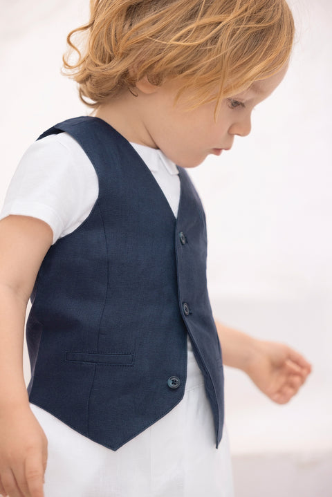 Chaqueta - Azul marino Lino Ceremonia - Image principale