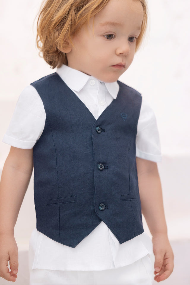 Chaqueta - Azul marino Lino Ceremonia - Image principale