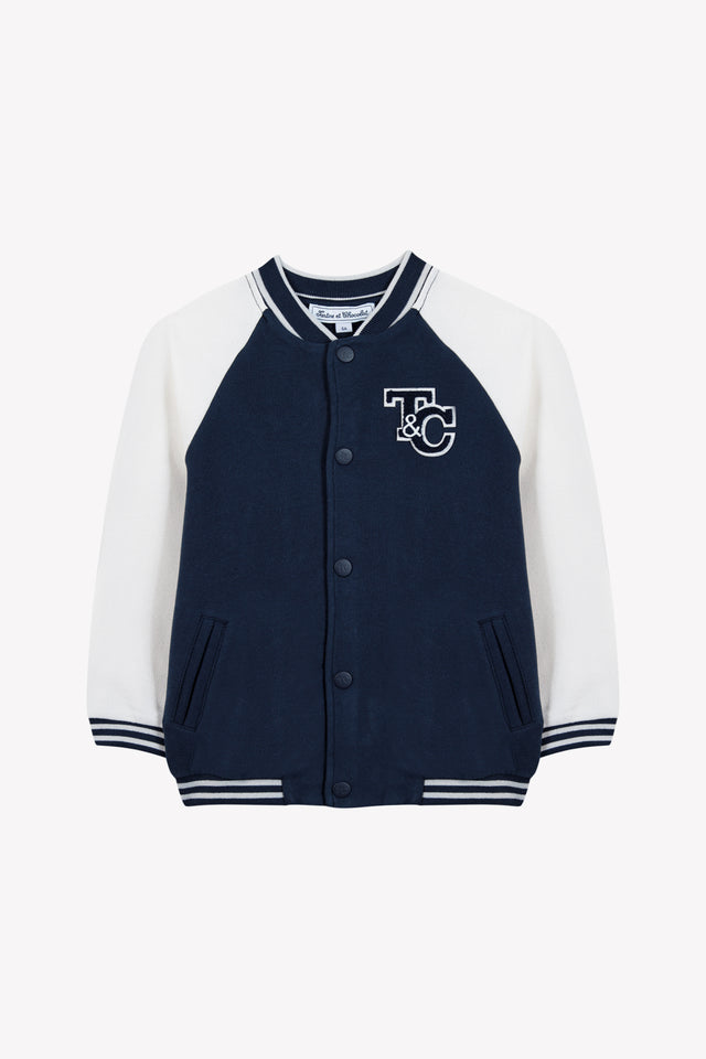 Cardigan - Navy cotton teddy - Image principale