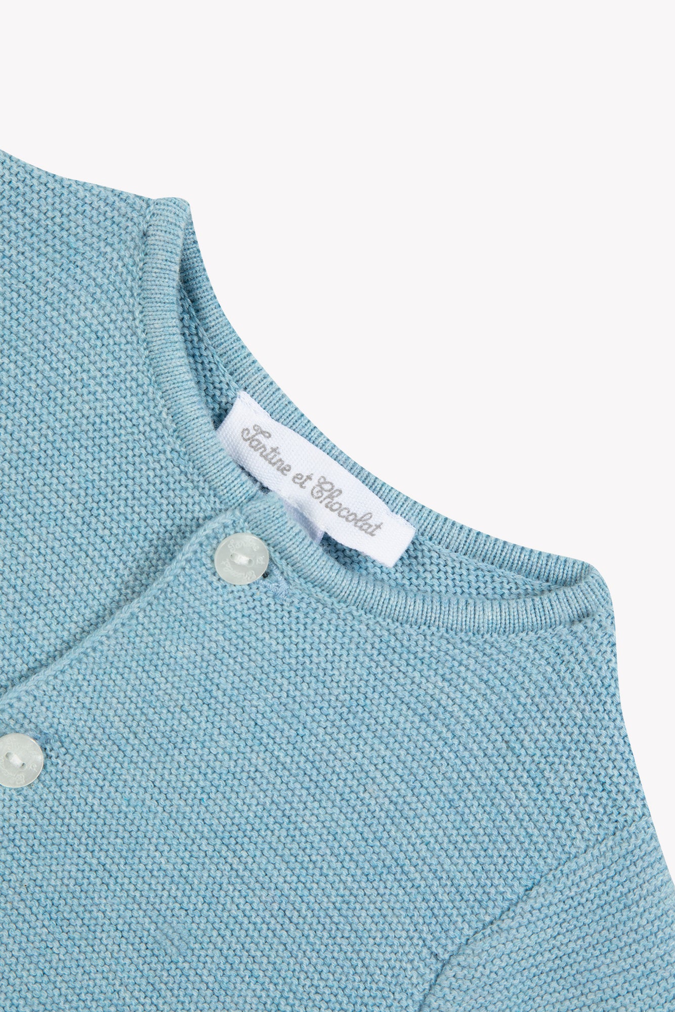 Strickjacke - Blau Horizont-Heide-Baumwolle