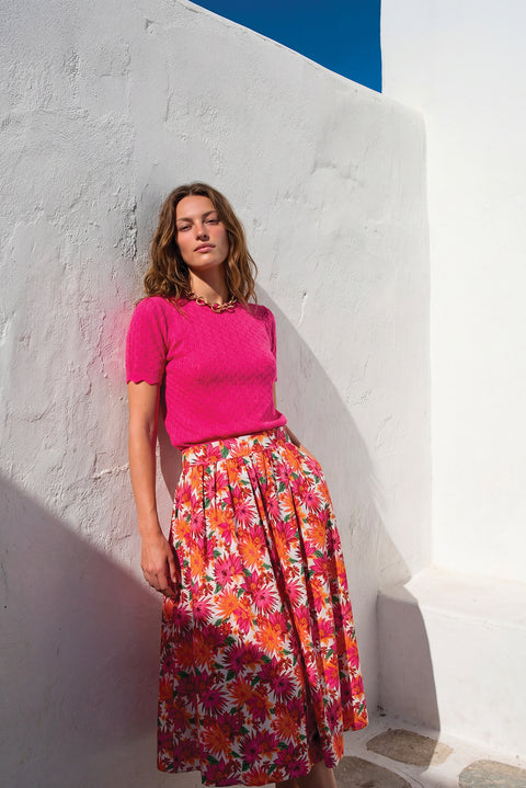 Sweater Women - Pink openwork cotton - Image principale