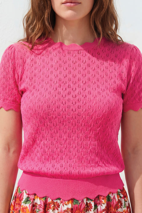 Sweater Women - Pink openwork cotton - Image principale