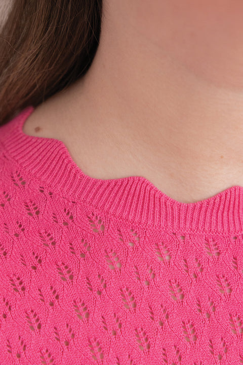 Sweater Women - Pink openwork cotton - Image principale