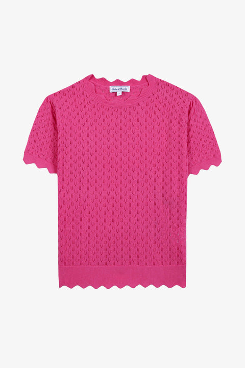 Jersey mujer - Rosa algodón calado - Image principale