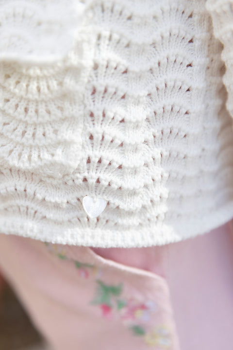 Cardigan - Ecru openwork cotton - Image principale