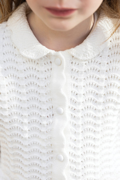 Cardigan - Ecru openwork cotton - Image principale