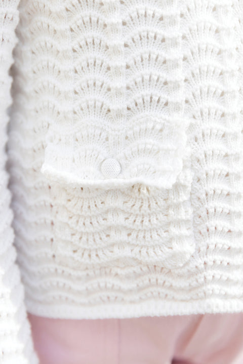 Cardigan - Ecru openwork cotton - Image principale