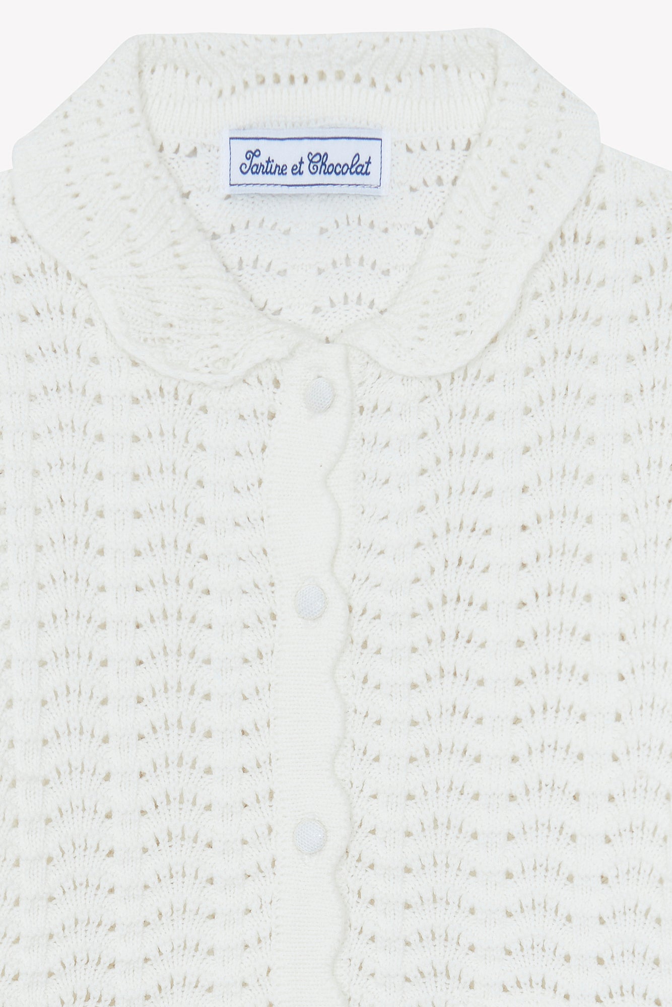 Cardigan - Ecru openwork cotton