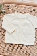 Cardigan - Ecru cotton Scalloped