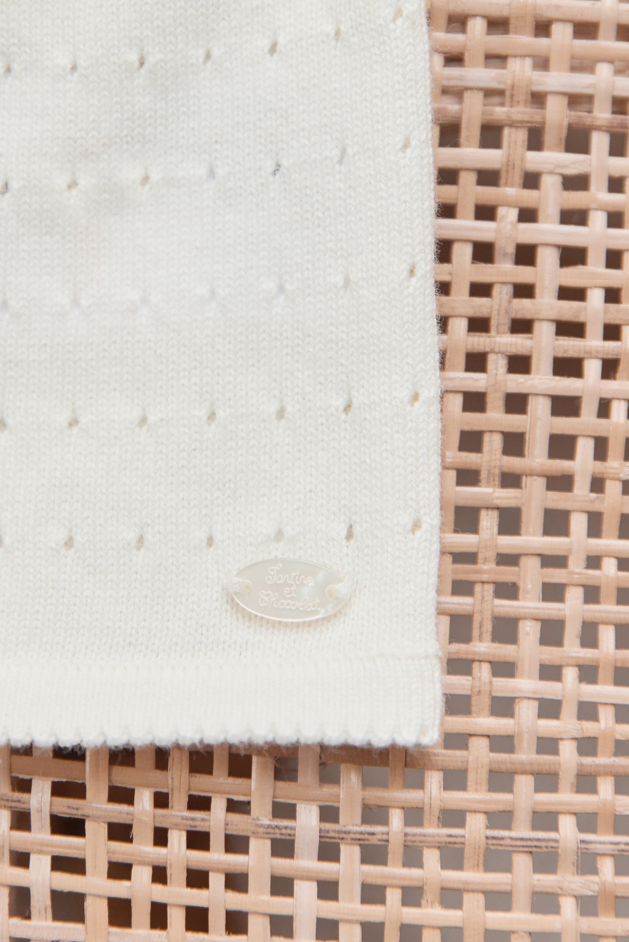 Cardigan - Ecru cotton Scalloped