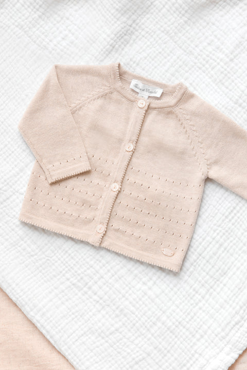 Chaqueta - Beis algodón calado jaspeado - Image principale