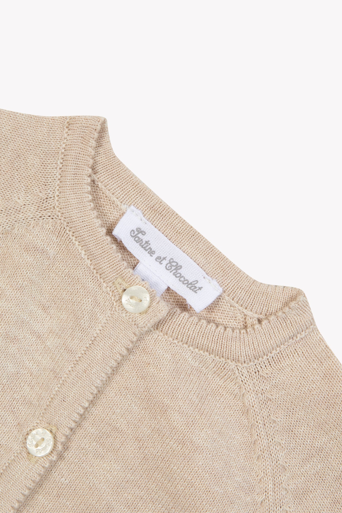 Weste - Beige meliert durchbrochene Baumwolle